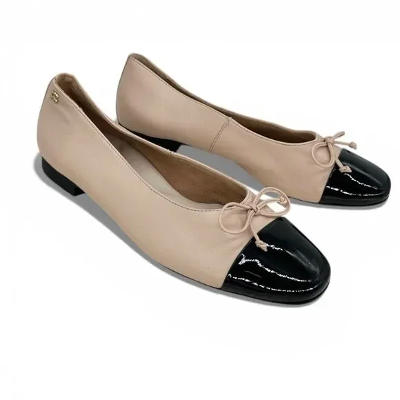 Paul Green $398 Leather 1000 Ballet Flat Black Biscuit Bow Cap Toe Women AU 4 - Picture 8 of 15